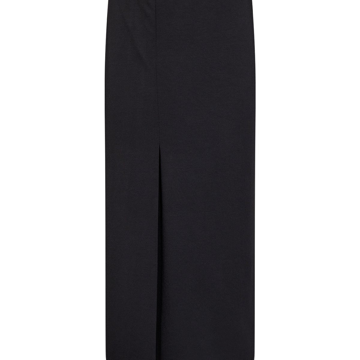 Jupe longue pour femme, de couleur noire, avec des plis décoratifs à l'avant. Tissu doux en modal et polyester. Marque Soyaconcept.