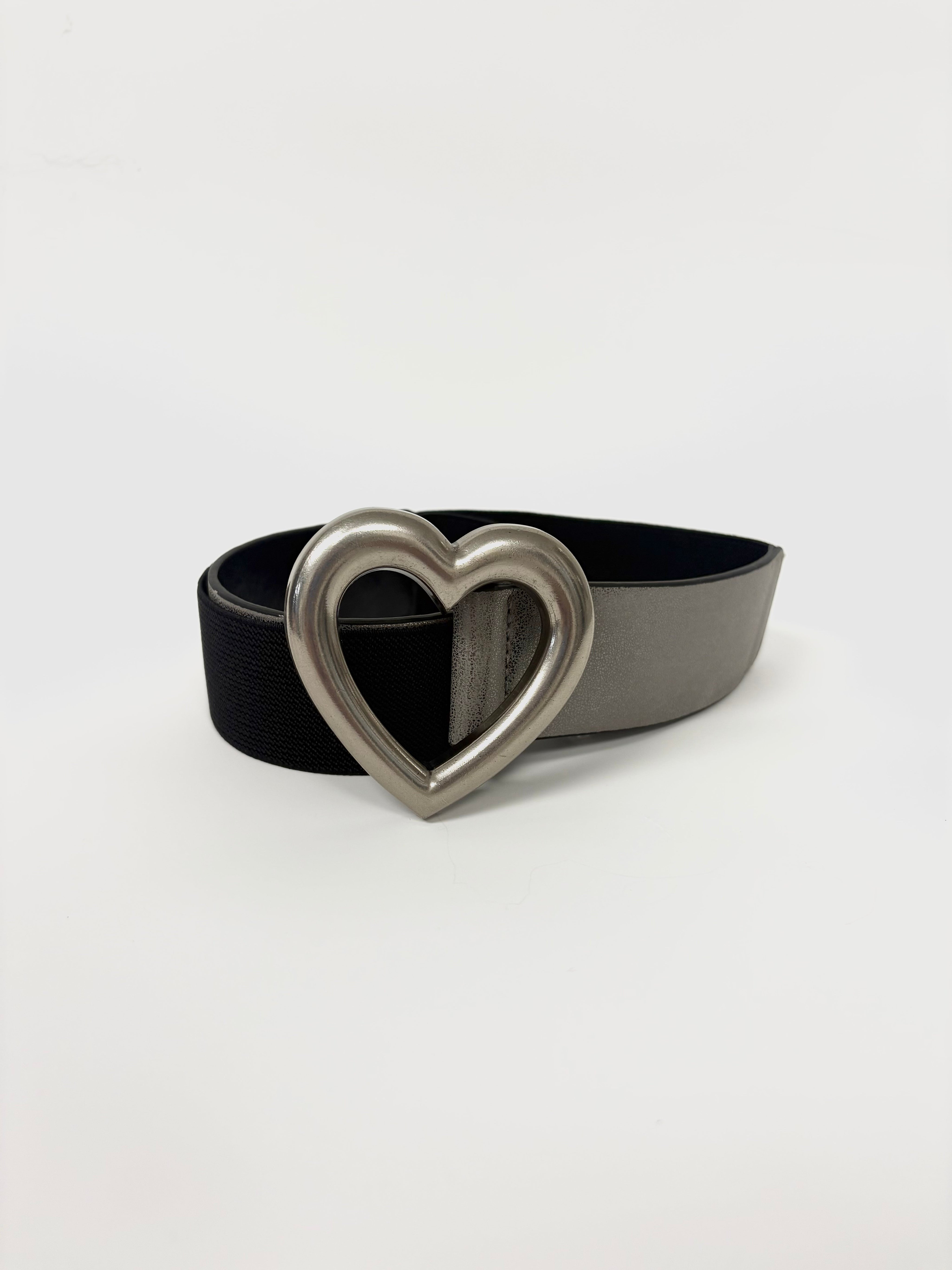 Ceinture Élastique Boucle de Coeur Argent