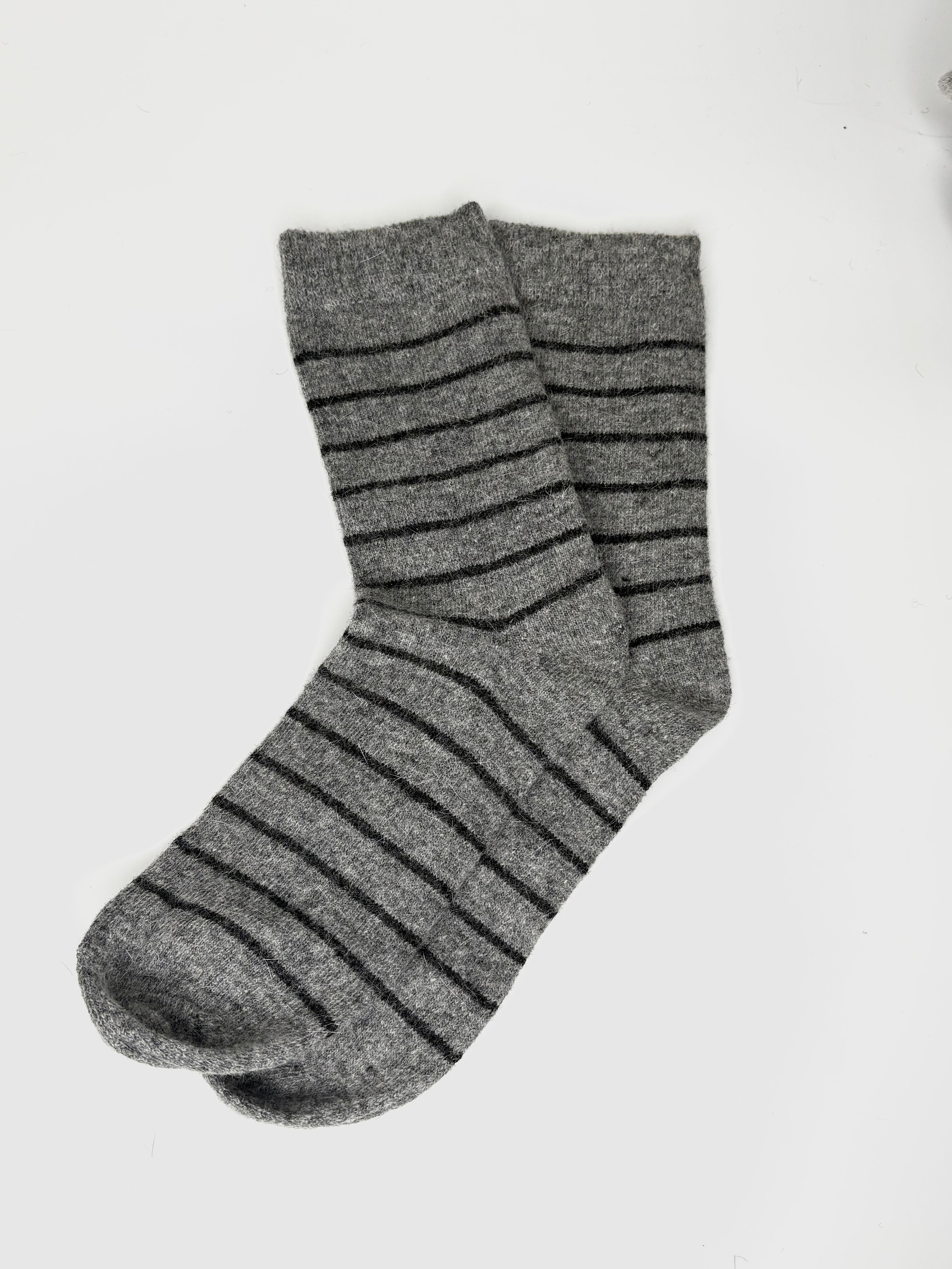 Bas de Laine Angora à Rayures