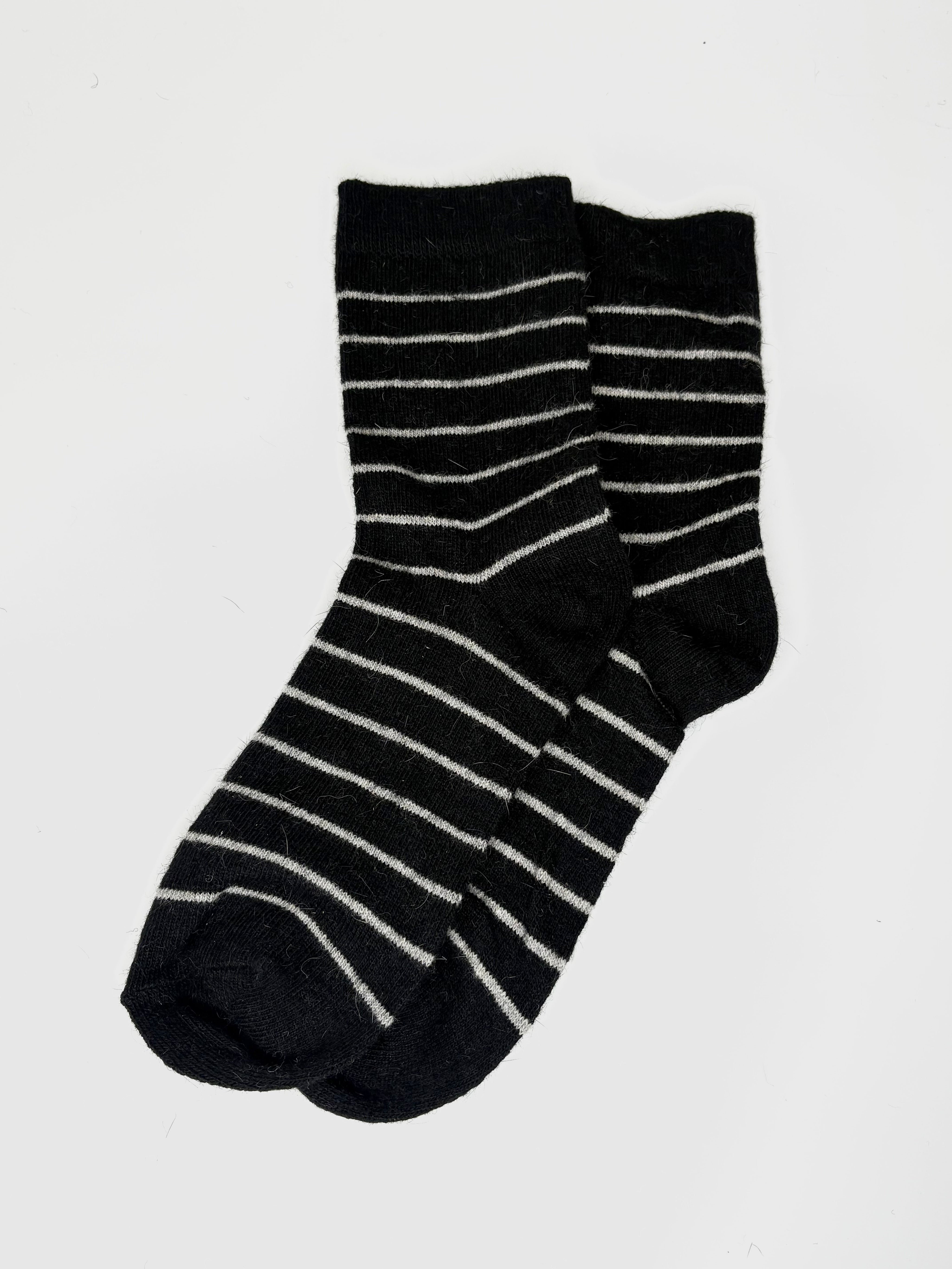 Bas de Laine Angora à Rayures