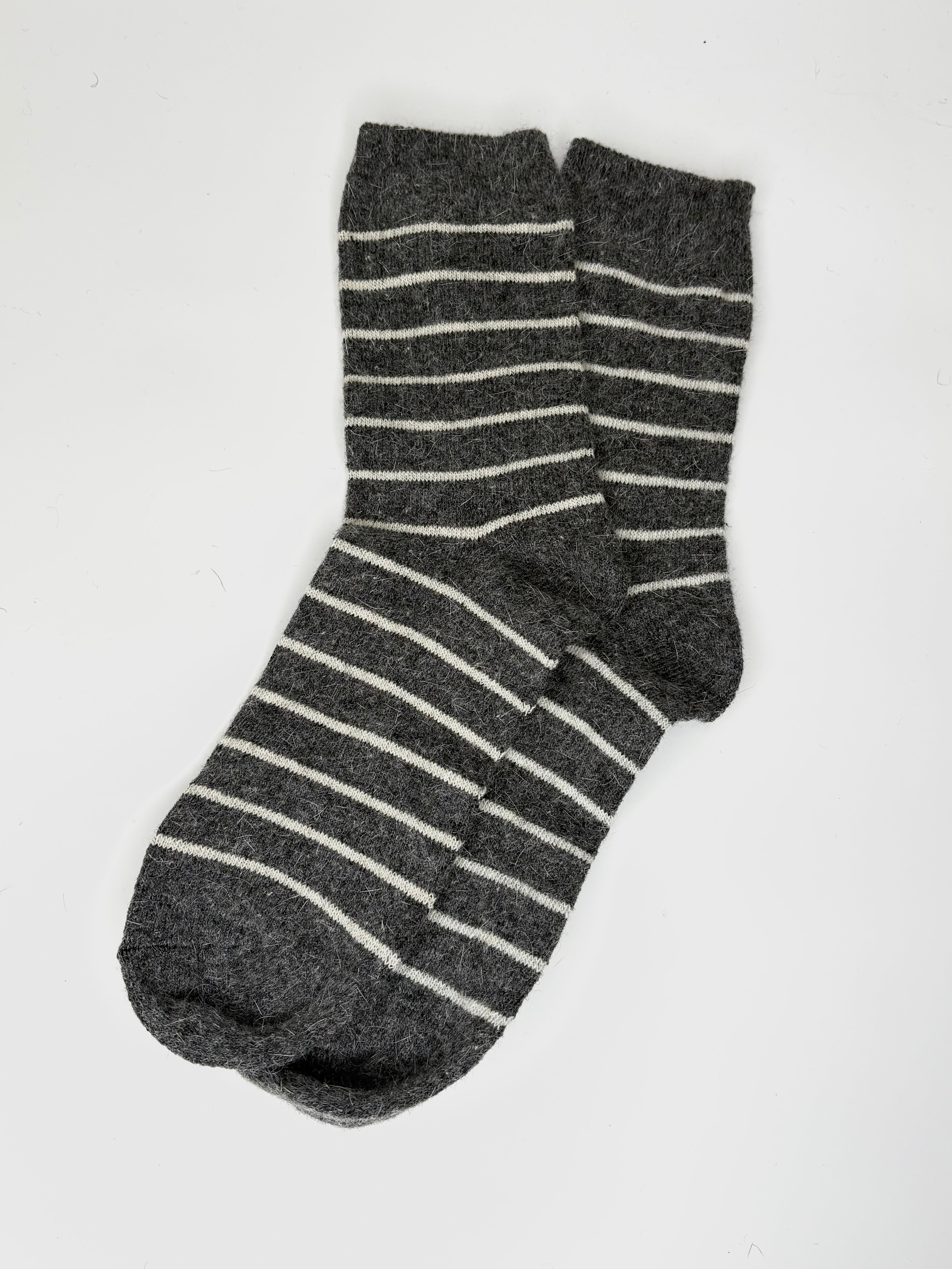 Bas de Laine Angora à Rayures