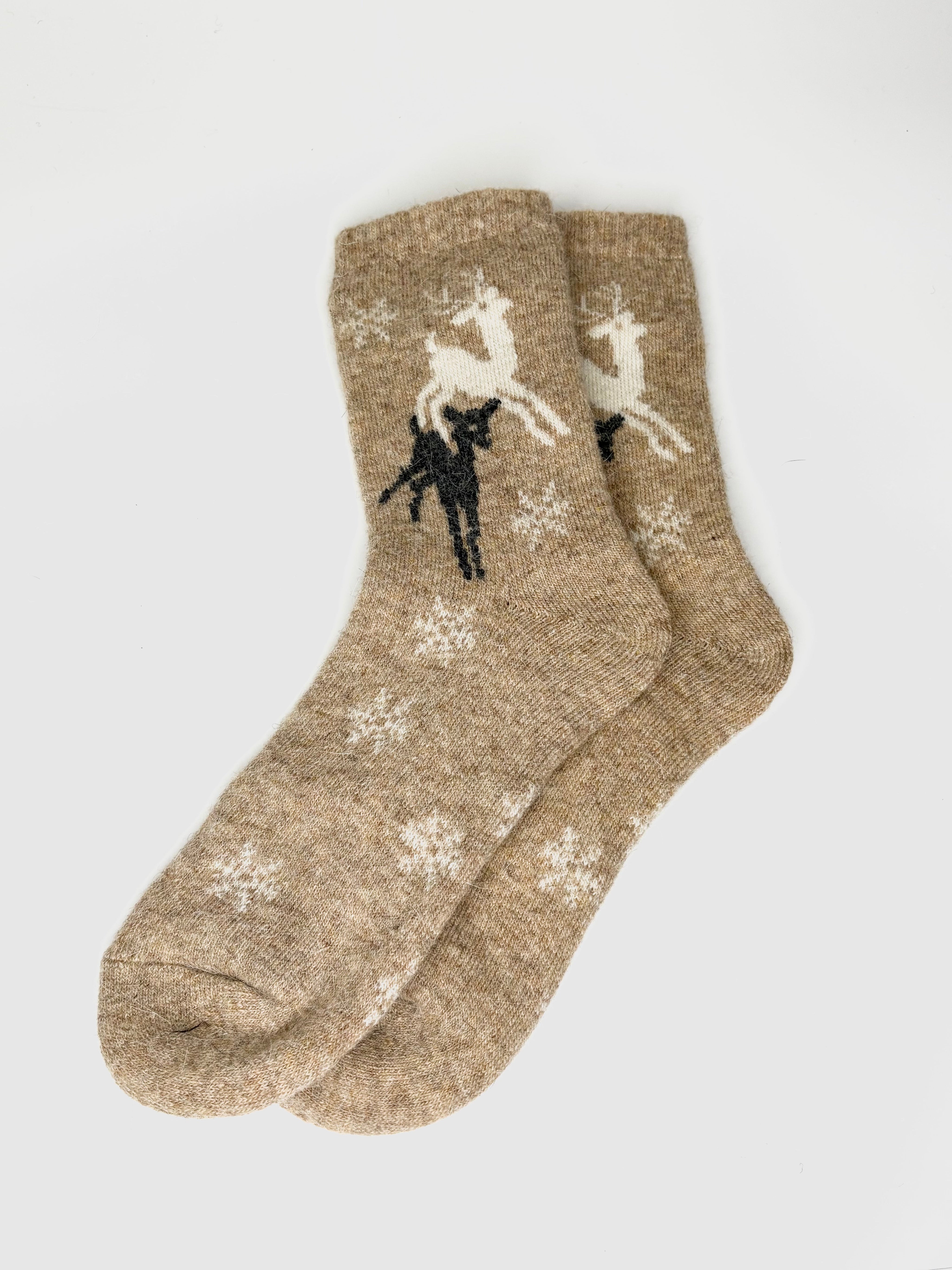 Bas de Laine Angora Chevreuils et Flocons