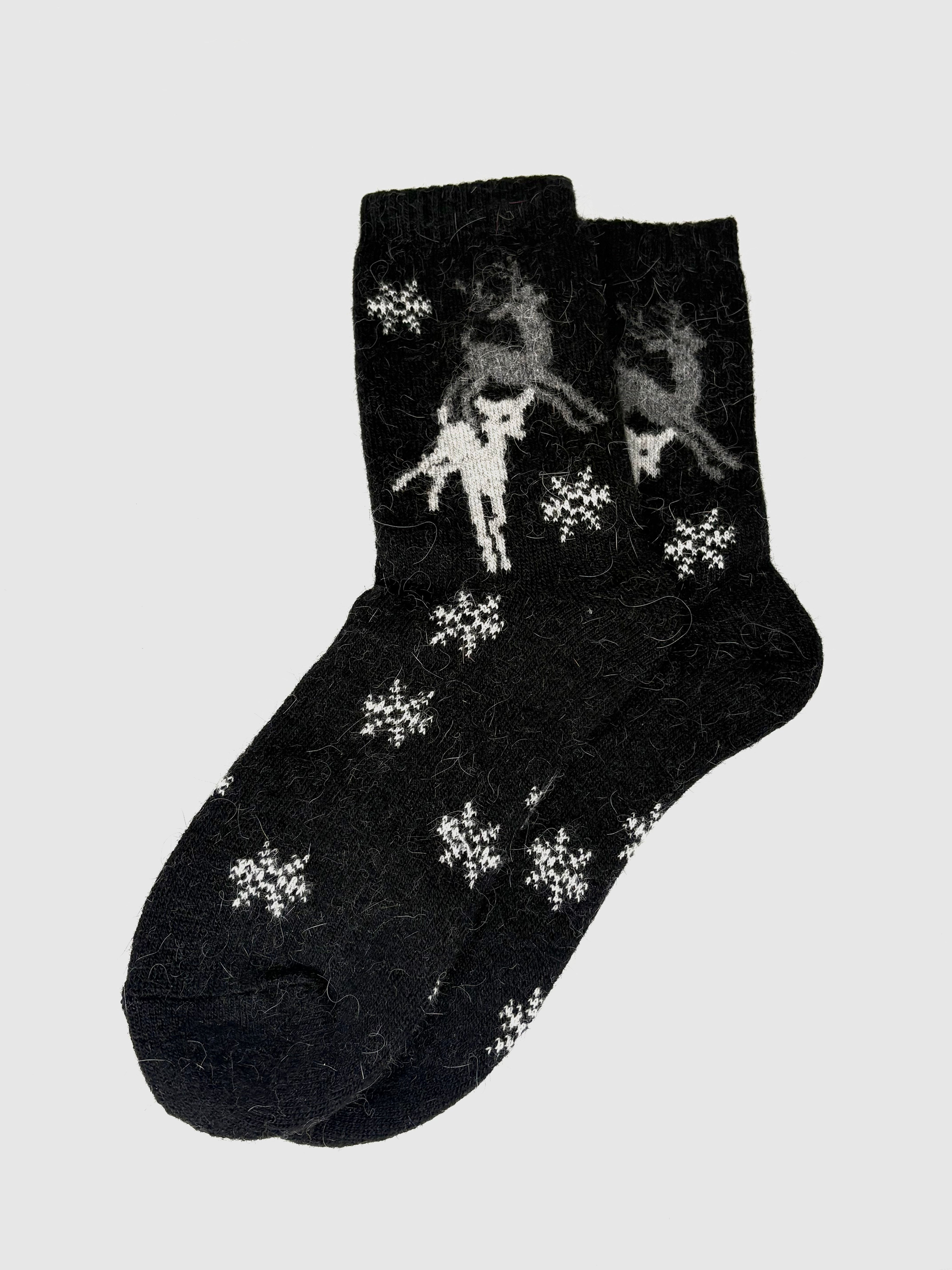 Bas de Laine Angora Chevreuils et Flocons