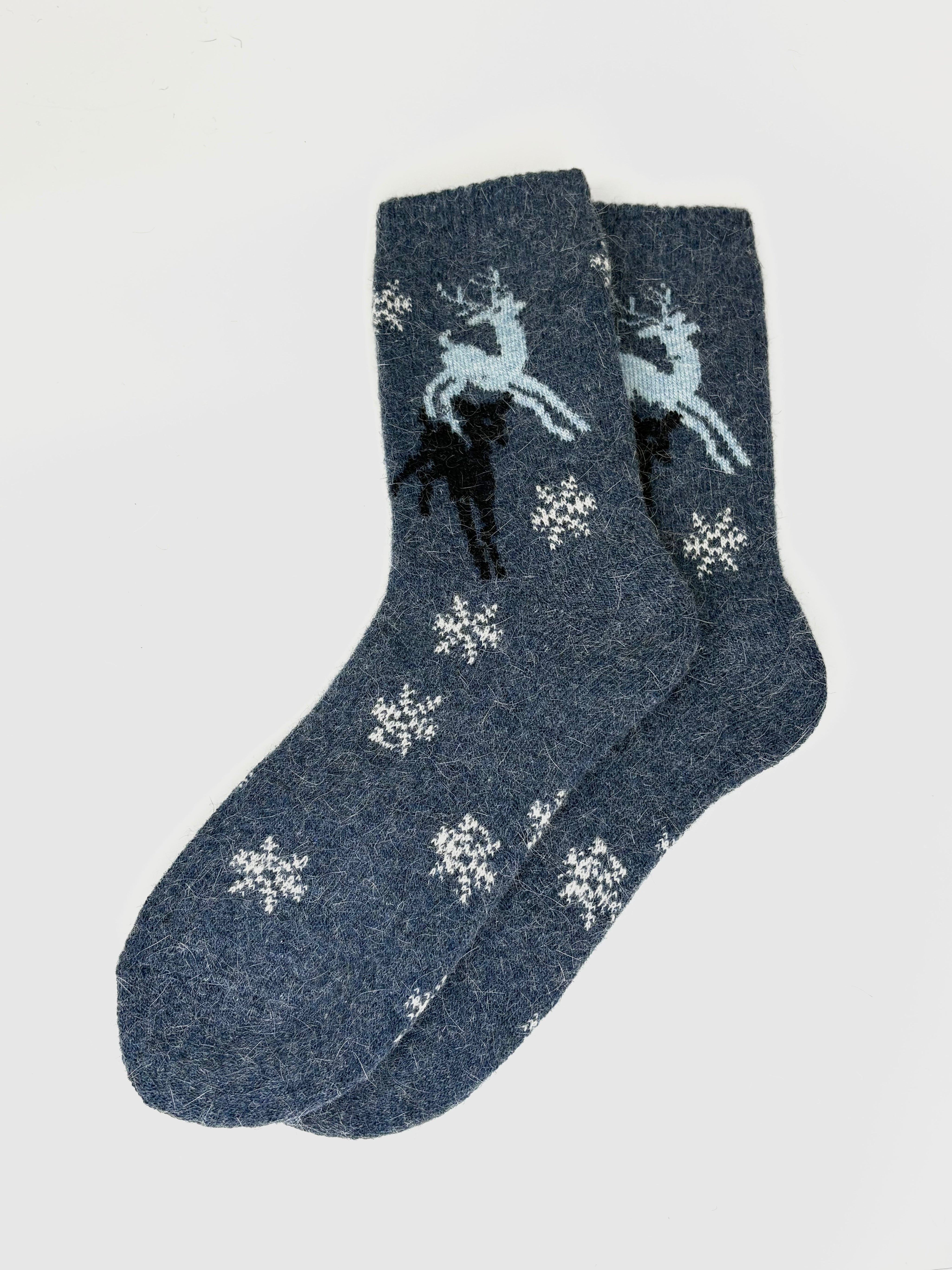 Bas de Laine Angora Chevreuils et Flocons