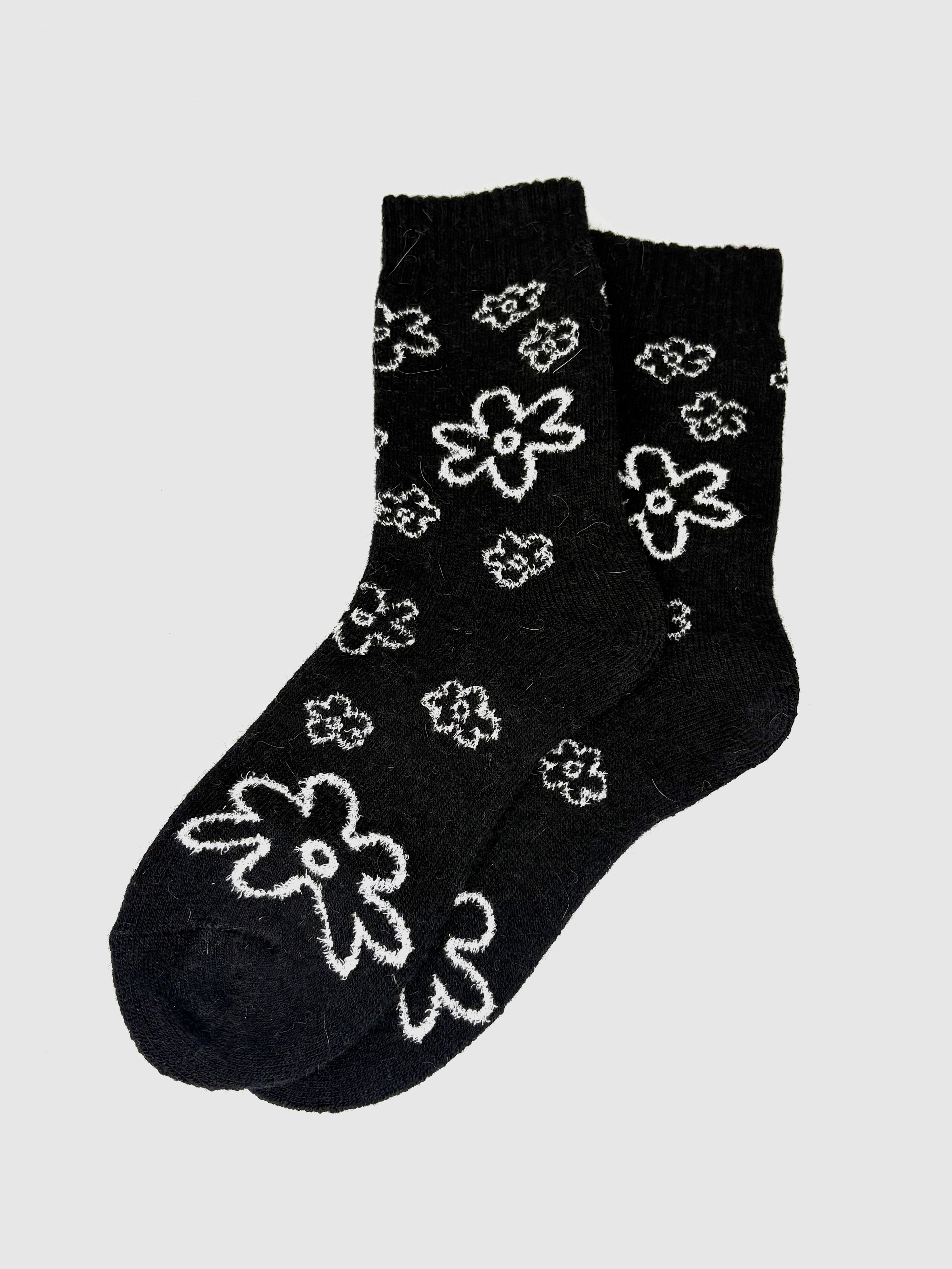 Bas de Laine Angora Fleurs