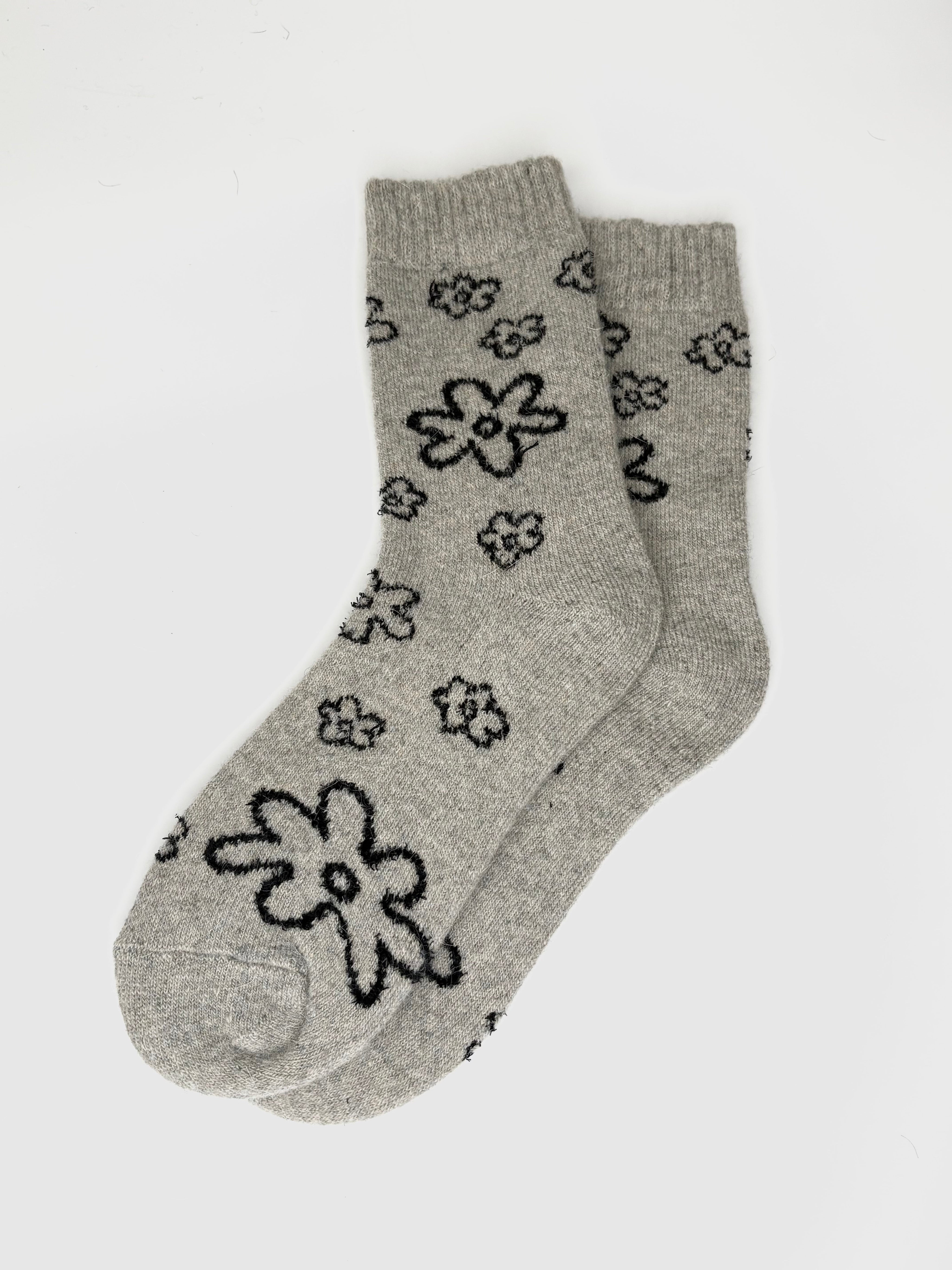 Bas de Laine Angora Fleurs