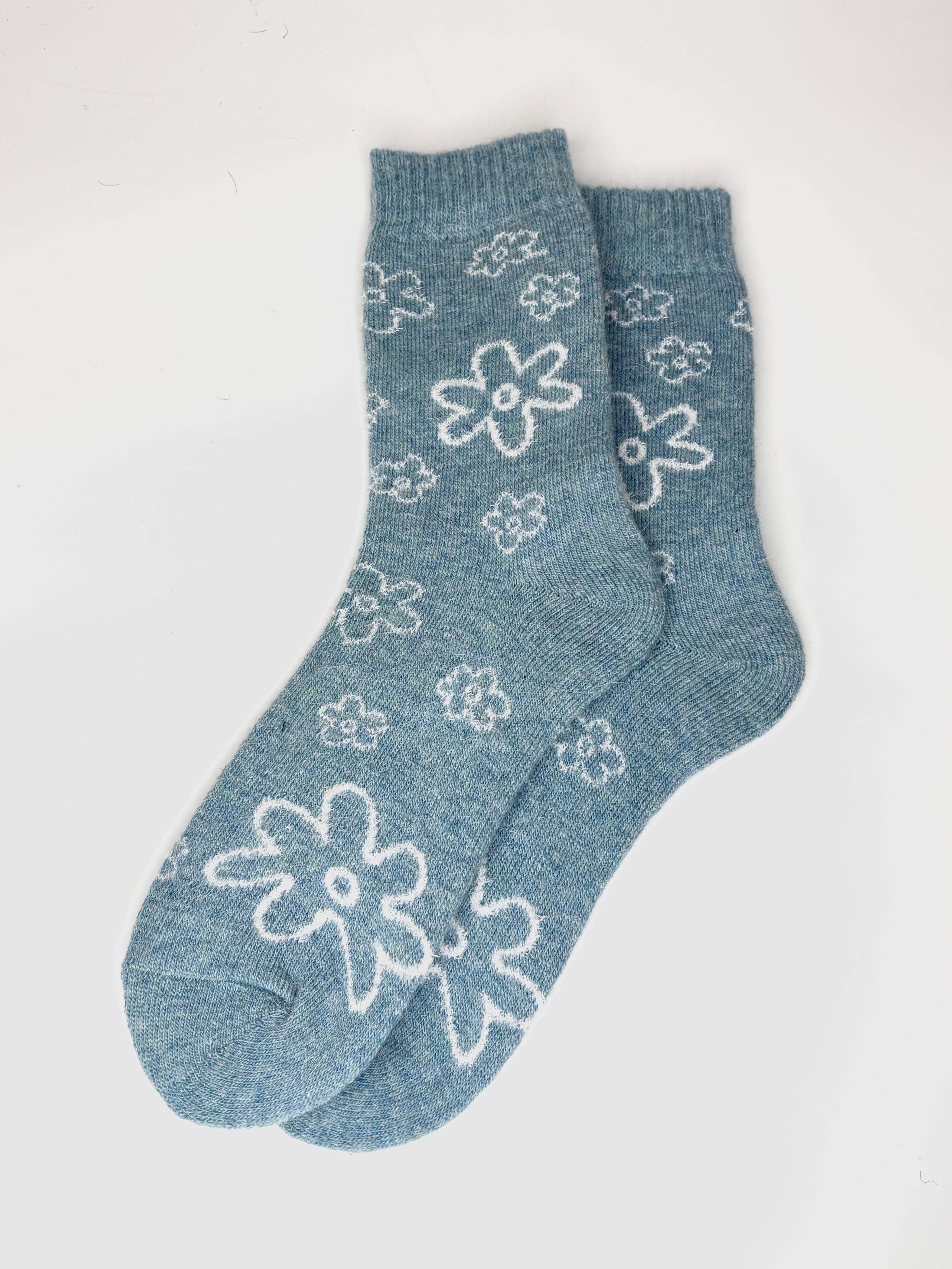 Bas de Laine Angora Fleurs