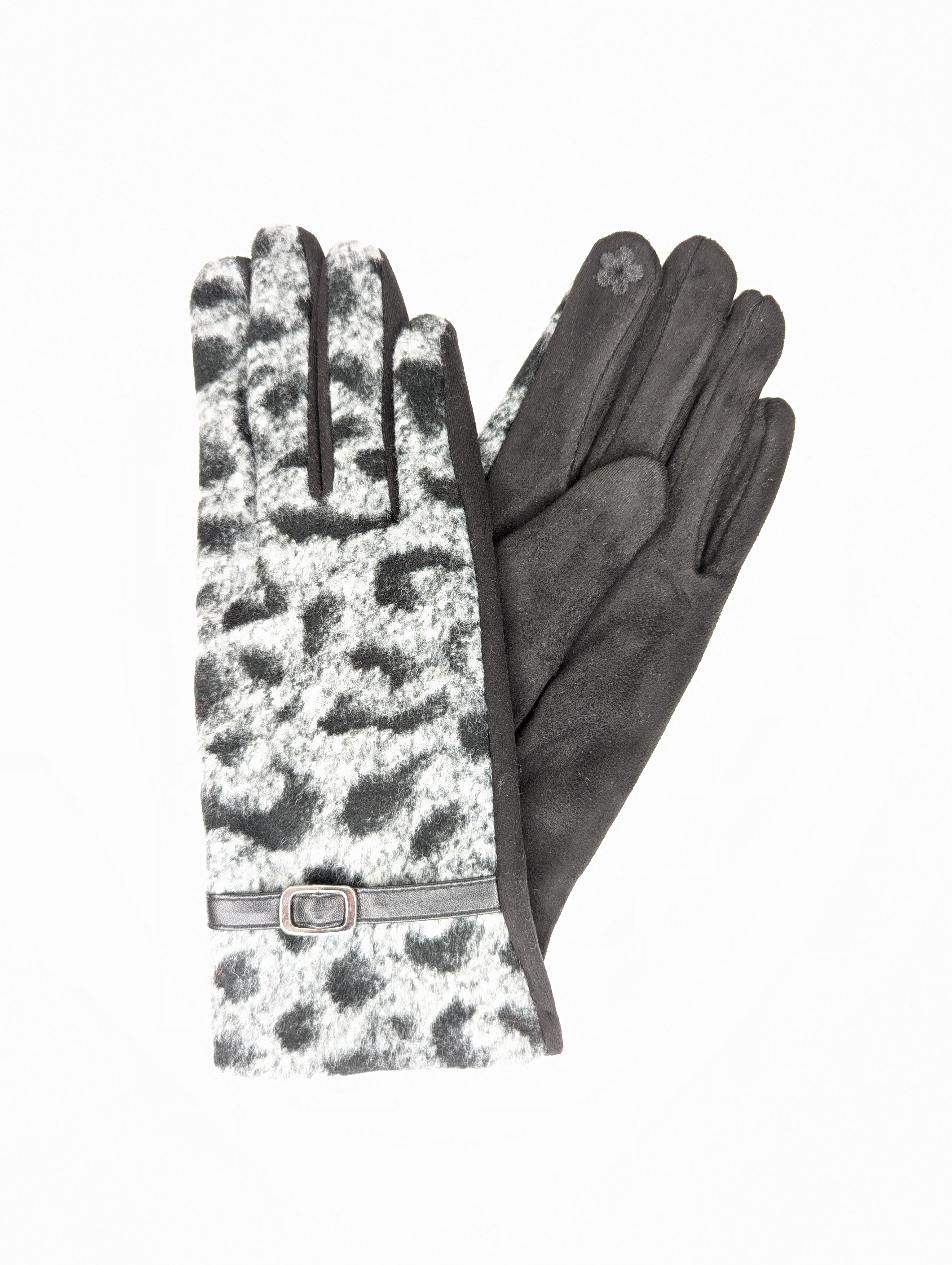Gants Léopard Détail Boucle en Cuir Végan