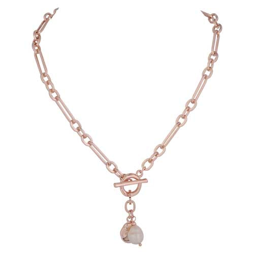 Collier or rose pendentif perle