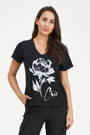 T-Shirt Graphique Fleur Blanche
