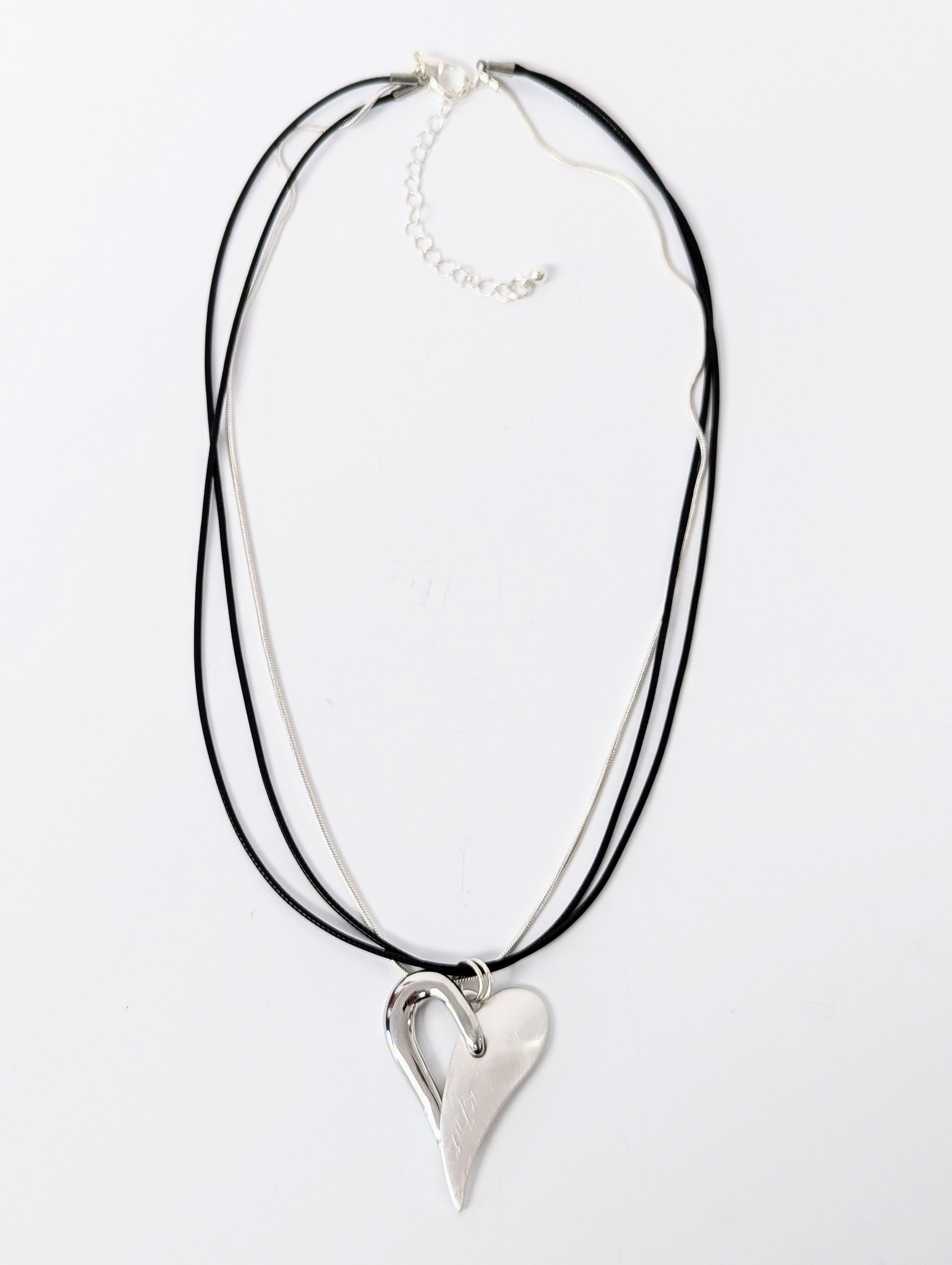 Collier Court Pendentif Coeur Argent