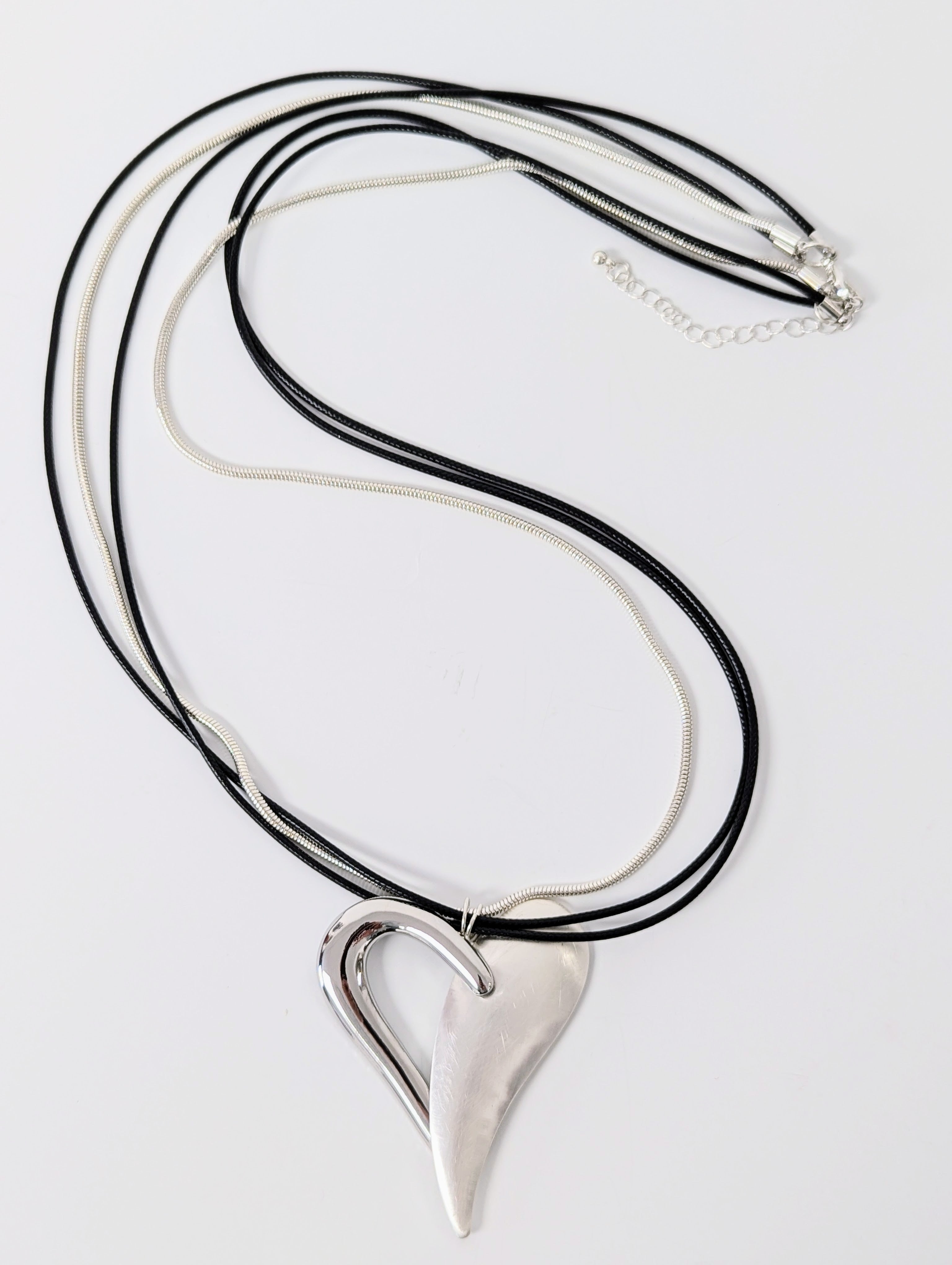 Collier Long Pendentif Coeur Argent