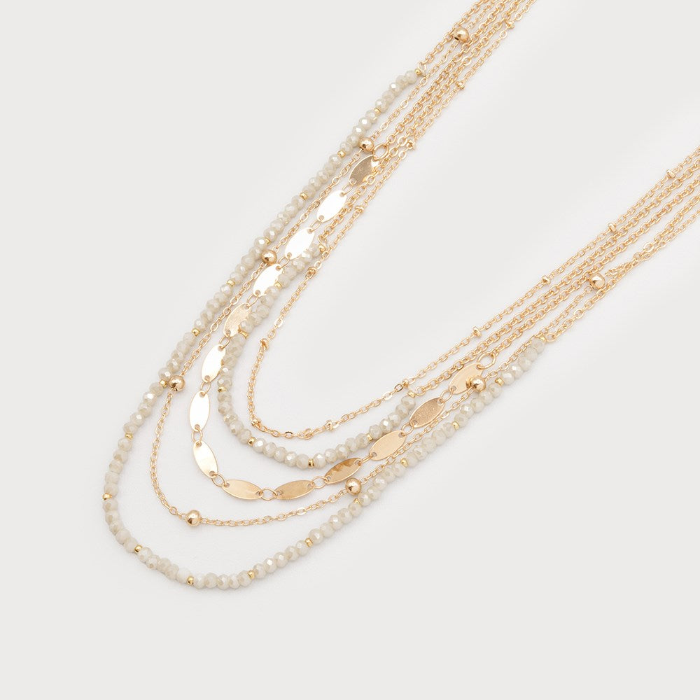 Collier 5 Rangs avec Billes de Verre et Métal