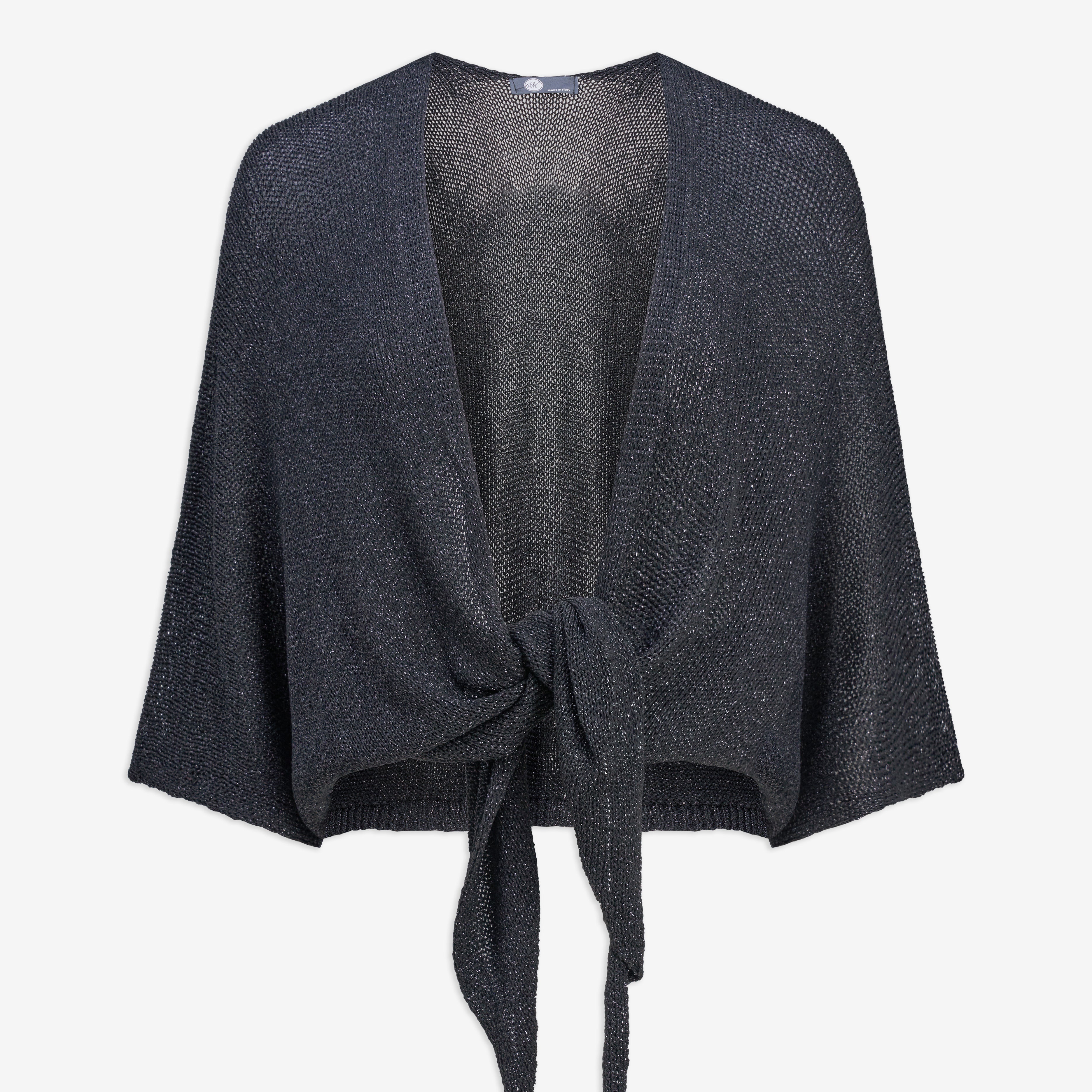 Boléro noir lurex court à nouer, vue de face
