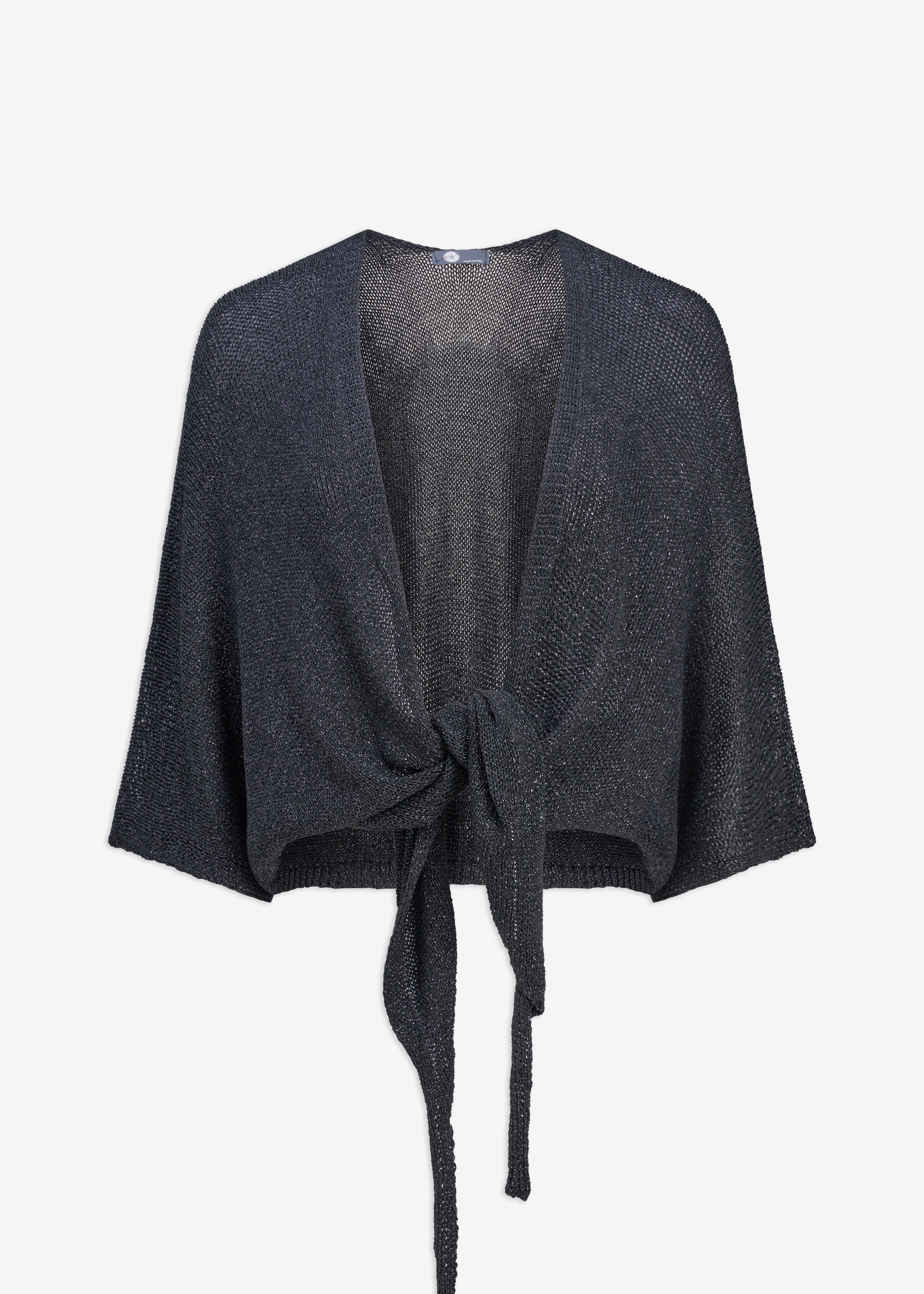 Boléro noir lurex court à nouer, vue de face