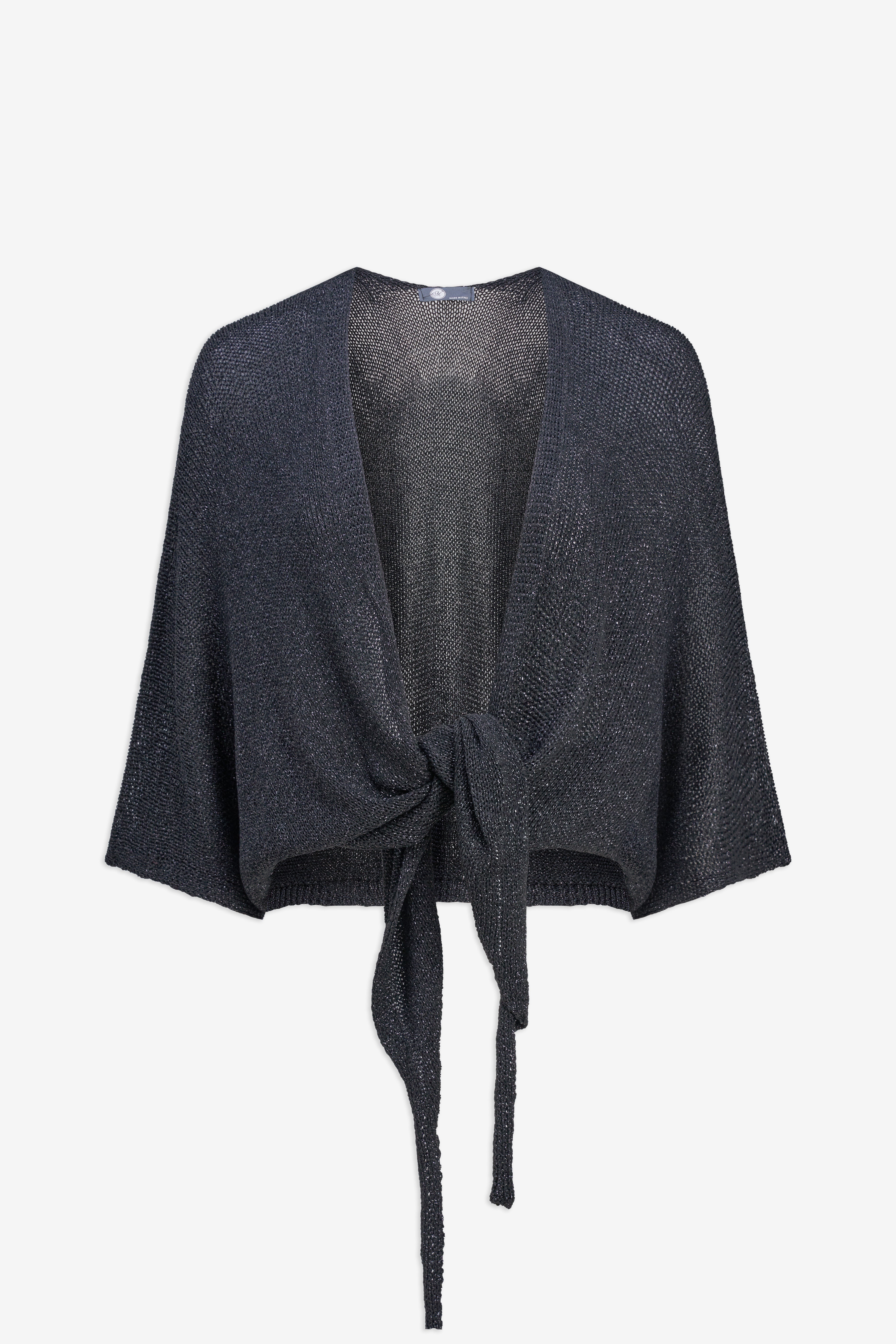 Boléro noir lurex court à nouer, vue de face