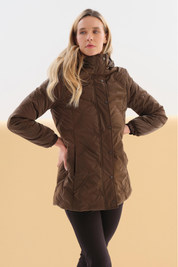 Manteau Matelassé Brillant avec Capuchon