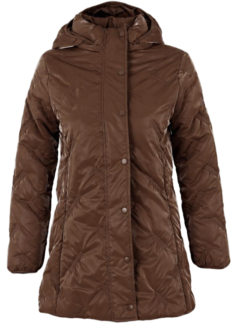 Manteau Matelassé Brillant avec Capuchon