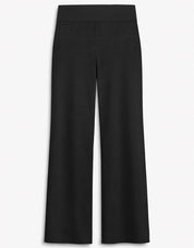 Pantalon noir à enfiler avec large taille lisse et jambe droite ample