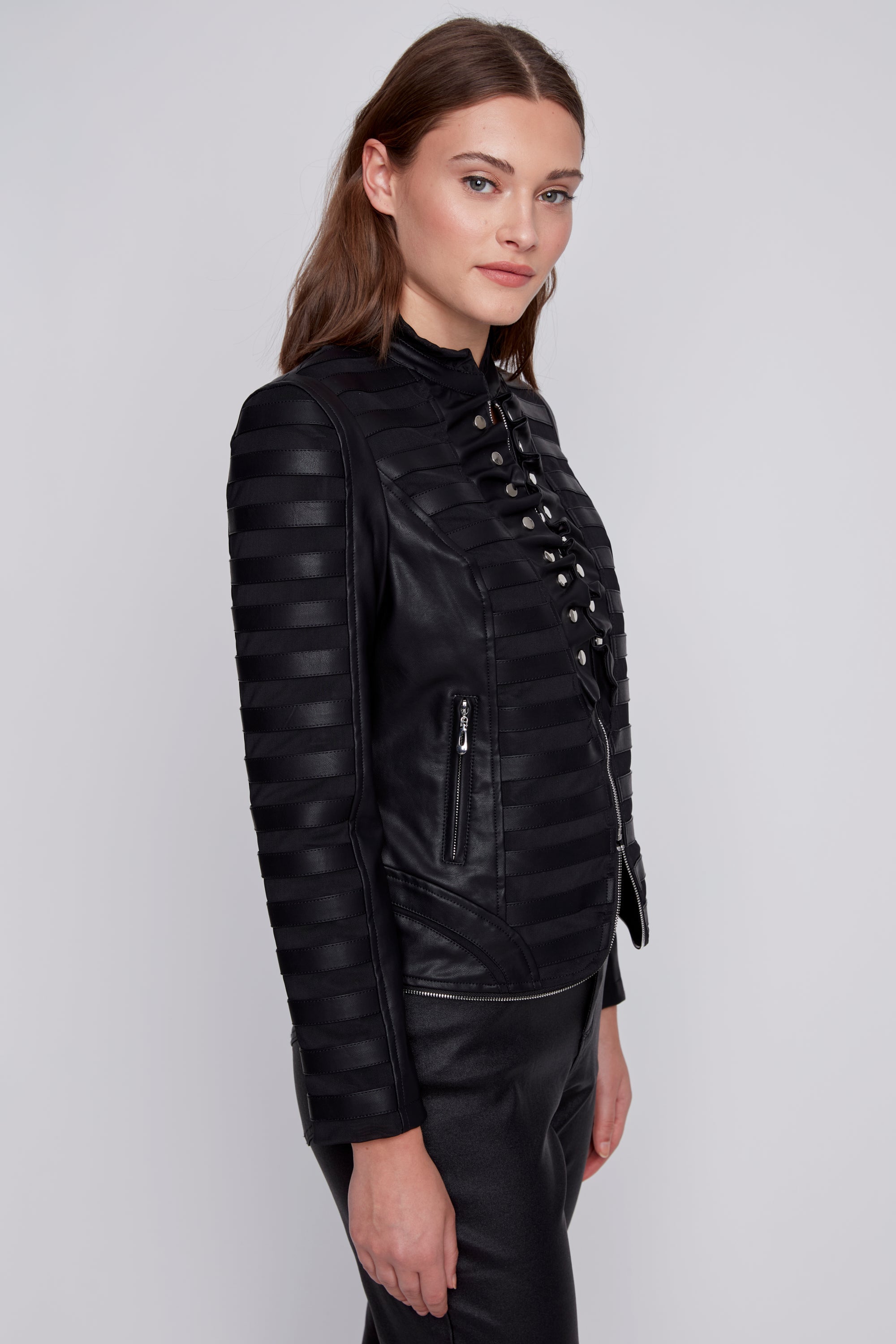 Blazer Cuir Vegan Détails Argents