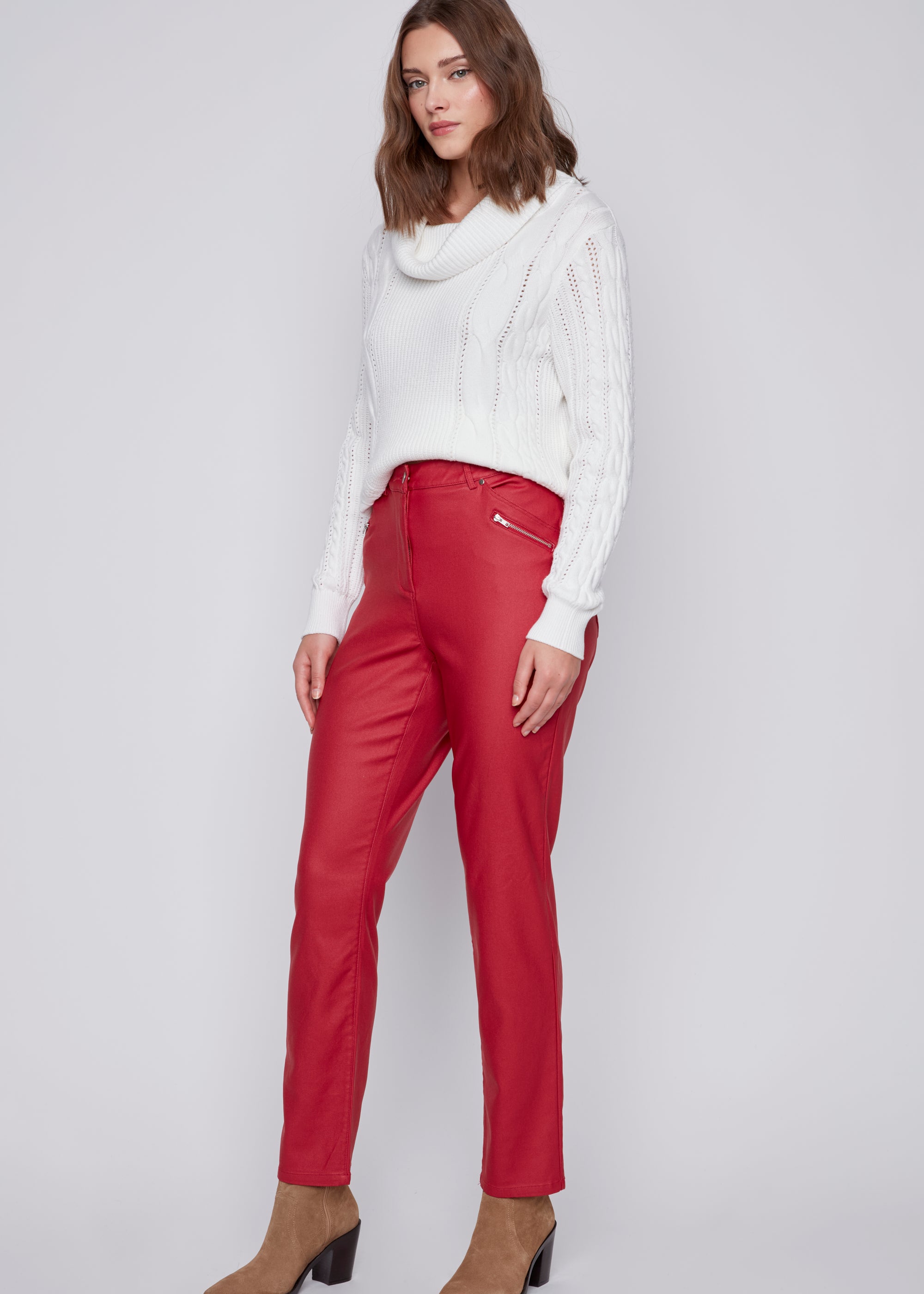 Pantalon Jambe Droite Cuir Végan