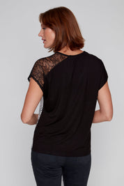 T-Shirt Imprimé Manches en Dentelle