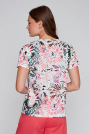 T-Shit Col V Imprimé de Fleurs