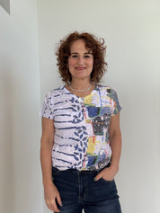 T-Shirt Col en V Imprimé