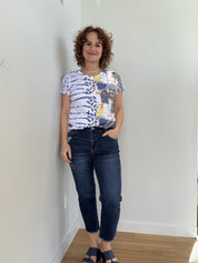 T-Shirt Col en V Imprimé