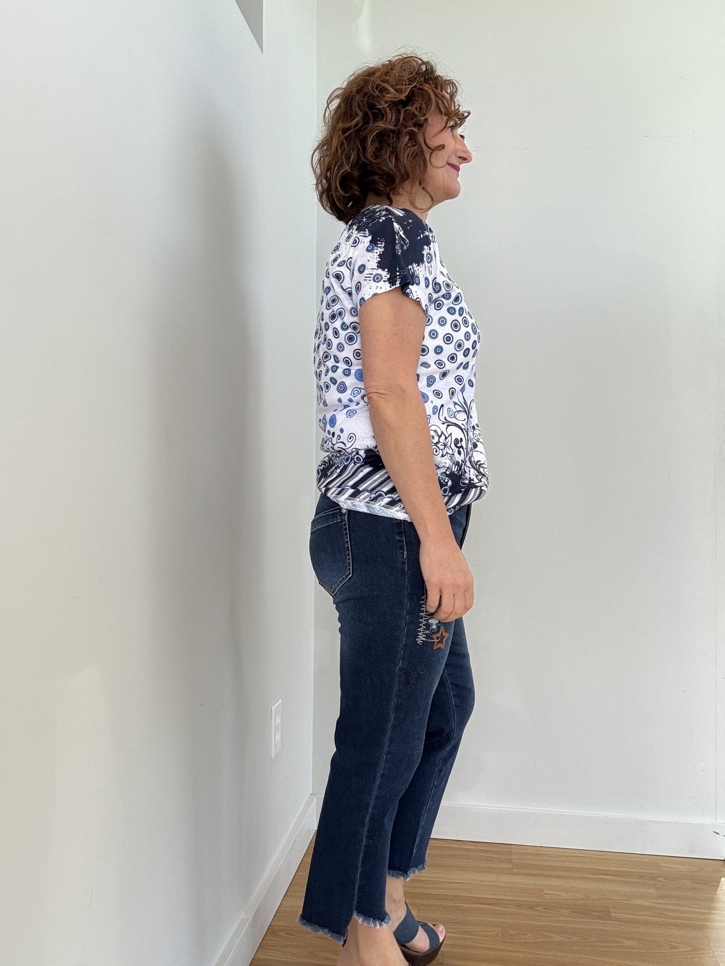 T-Shirt Imprimé Dos en Dentelle
