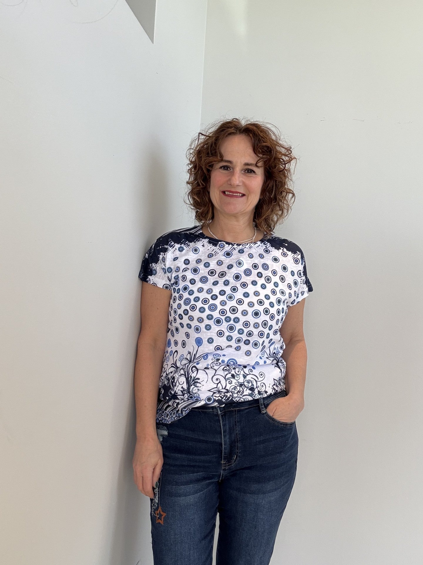 T-Shirt Imprimé Dos en Dentelle