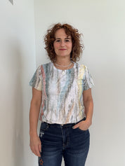 T-Shirt Imprimé Dos en Dentelle