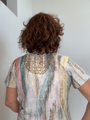 T-Shirt Imprimé Dos en Dentelle