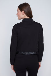 Cardigan à Fermeture Éclair Détails en Cuir végan