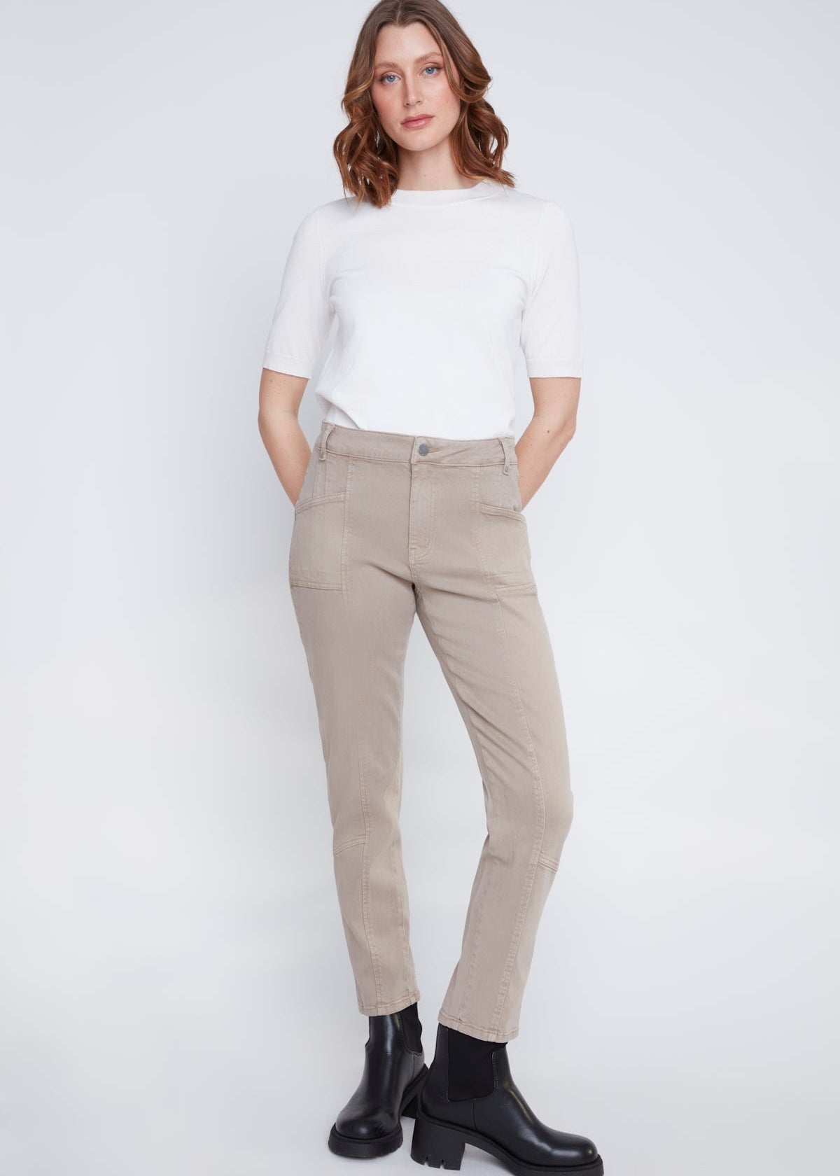 Pantalon Étroit de la compagnie Coco Y Club lyocell-coton