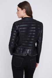 Veston Tricot et Cuir Végan Détails Argents