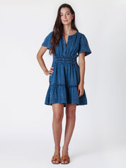 Robe Effet Jeans à Volant