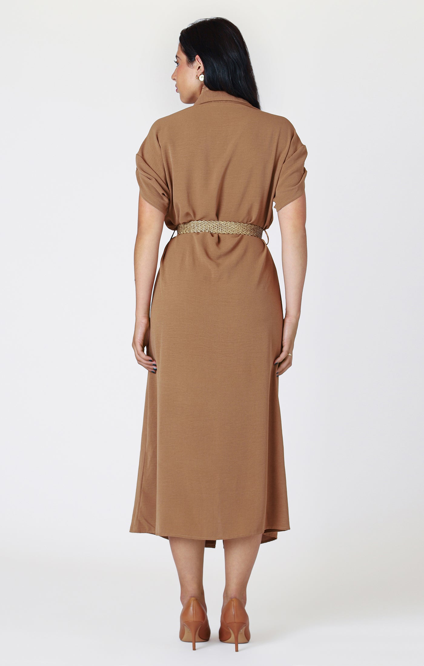 Robe Longue Boutonnée avec Ceinture