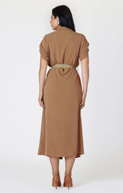 Robe Longue Boutonnée avec Ceinture