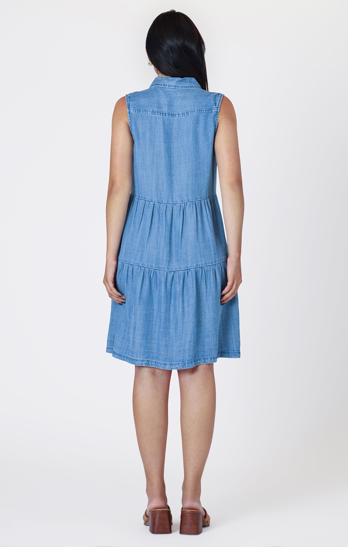 Robe sans Manches à Boutons avec Poches