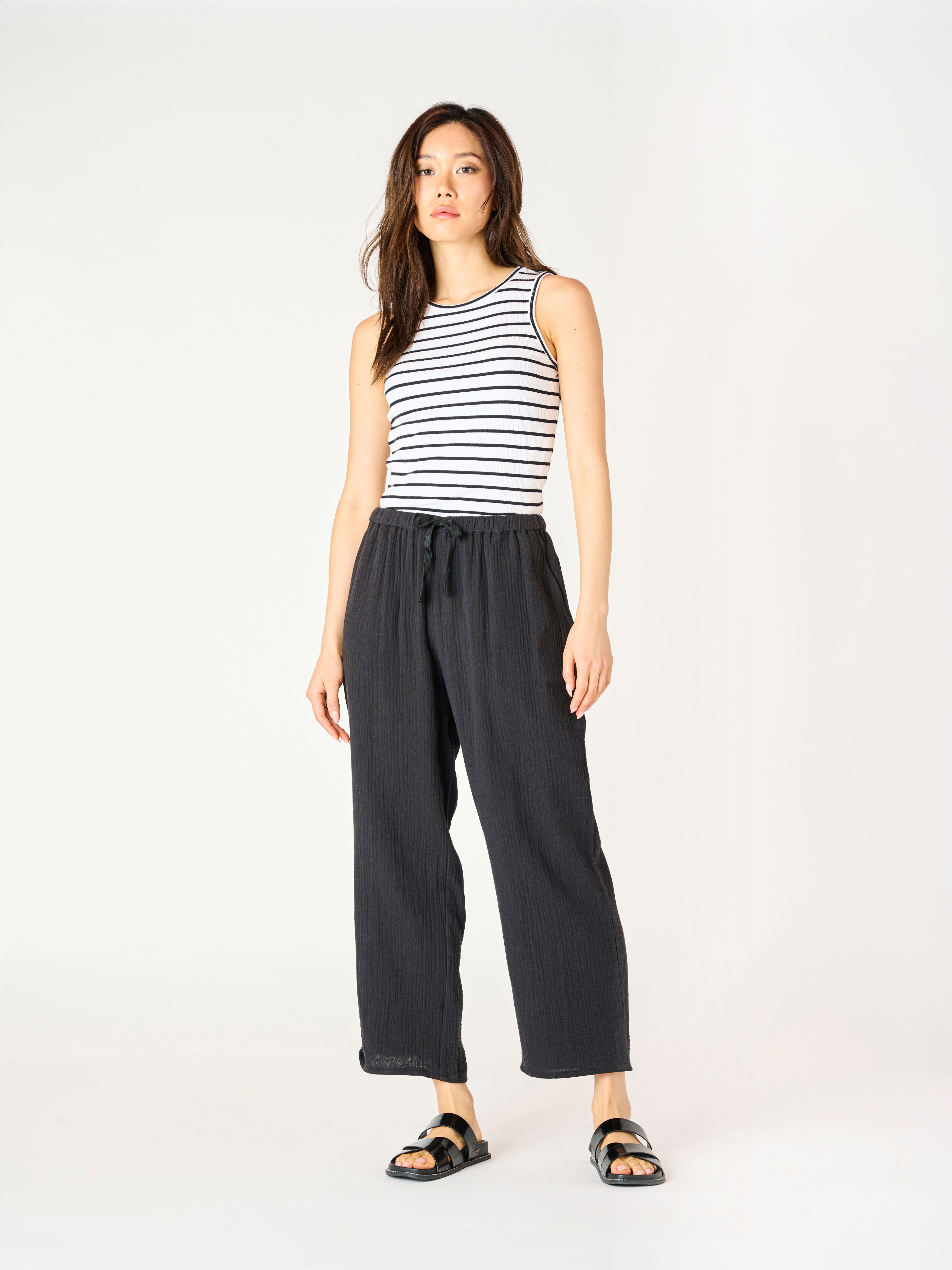 Pantalon Texturé Taille Élastique