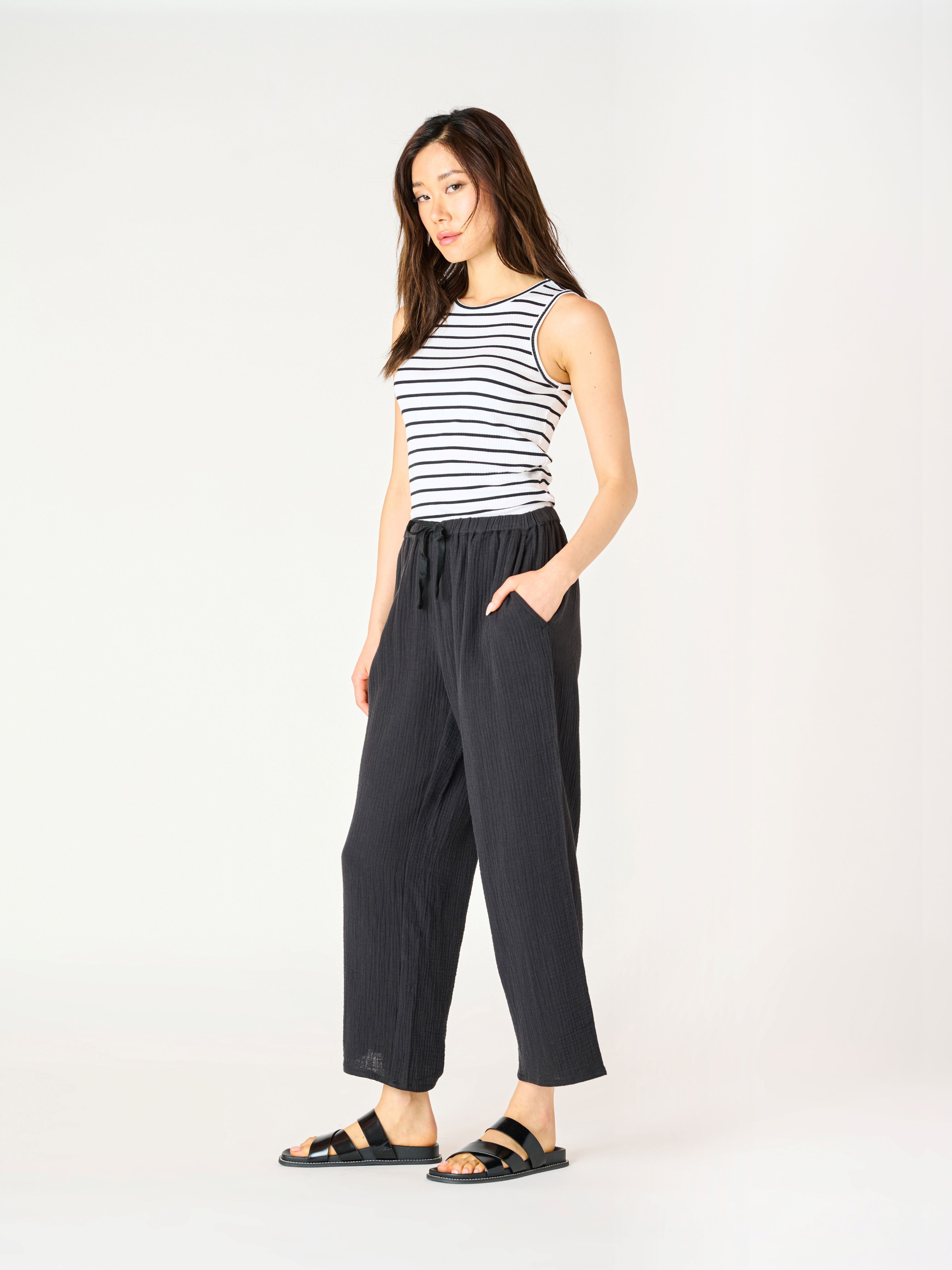 Pantalon Texturé Taille Élastique