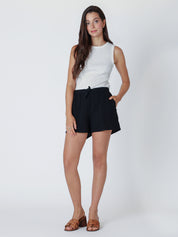 Short Texturé Taille Élastique