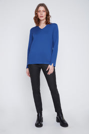 Chandail Tricot Léger Manches Longues Col en V