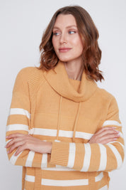 Chandail Tricot Rayé Col Baveux