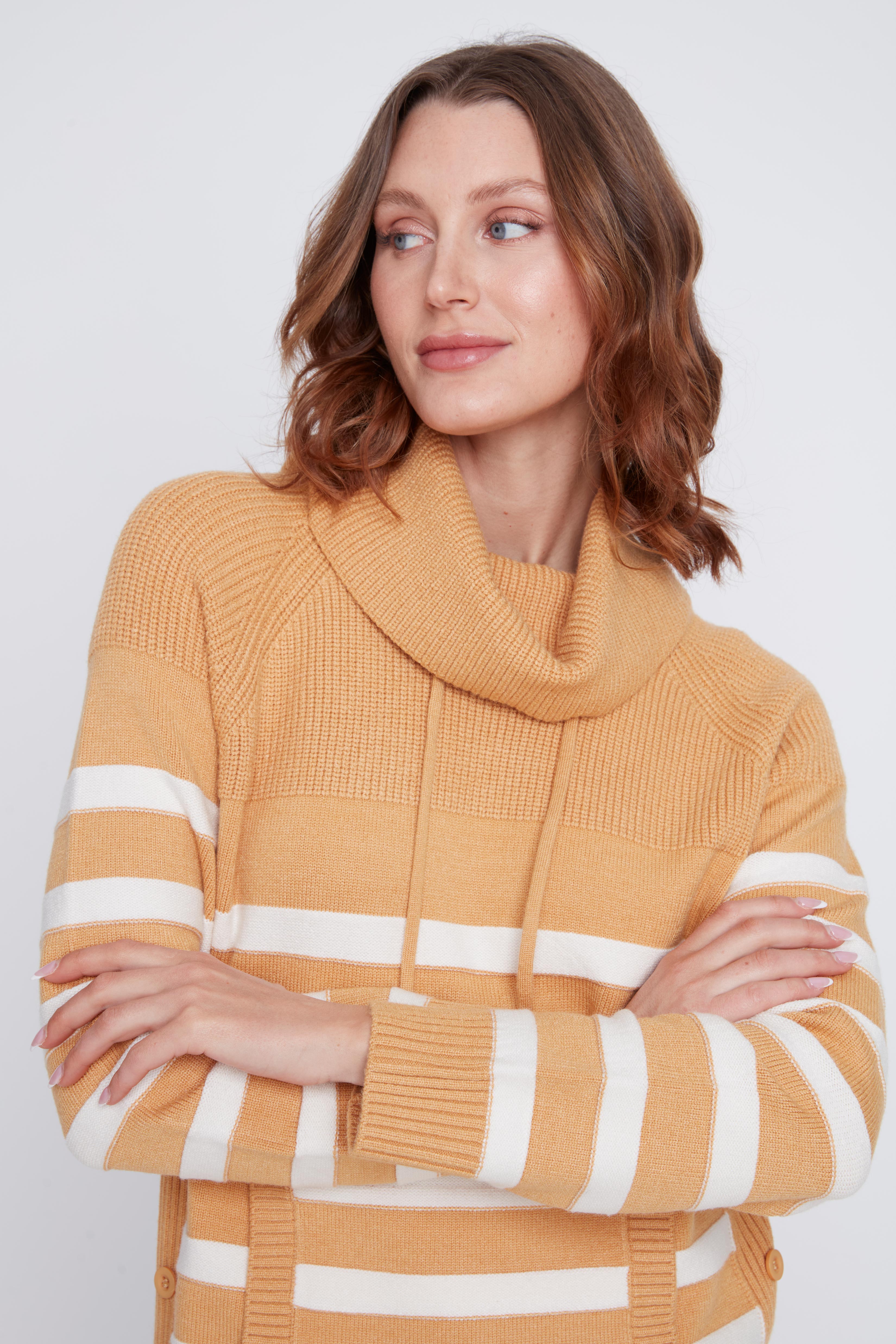 Chandail Tricot Rayé Col Baveux