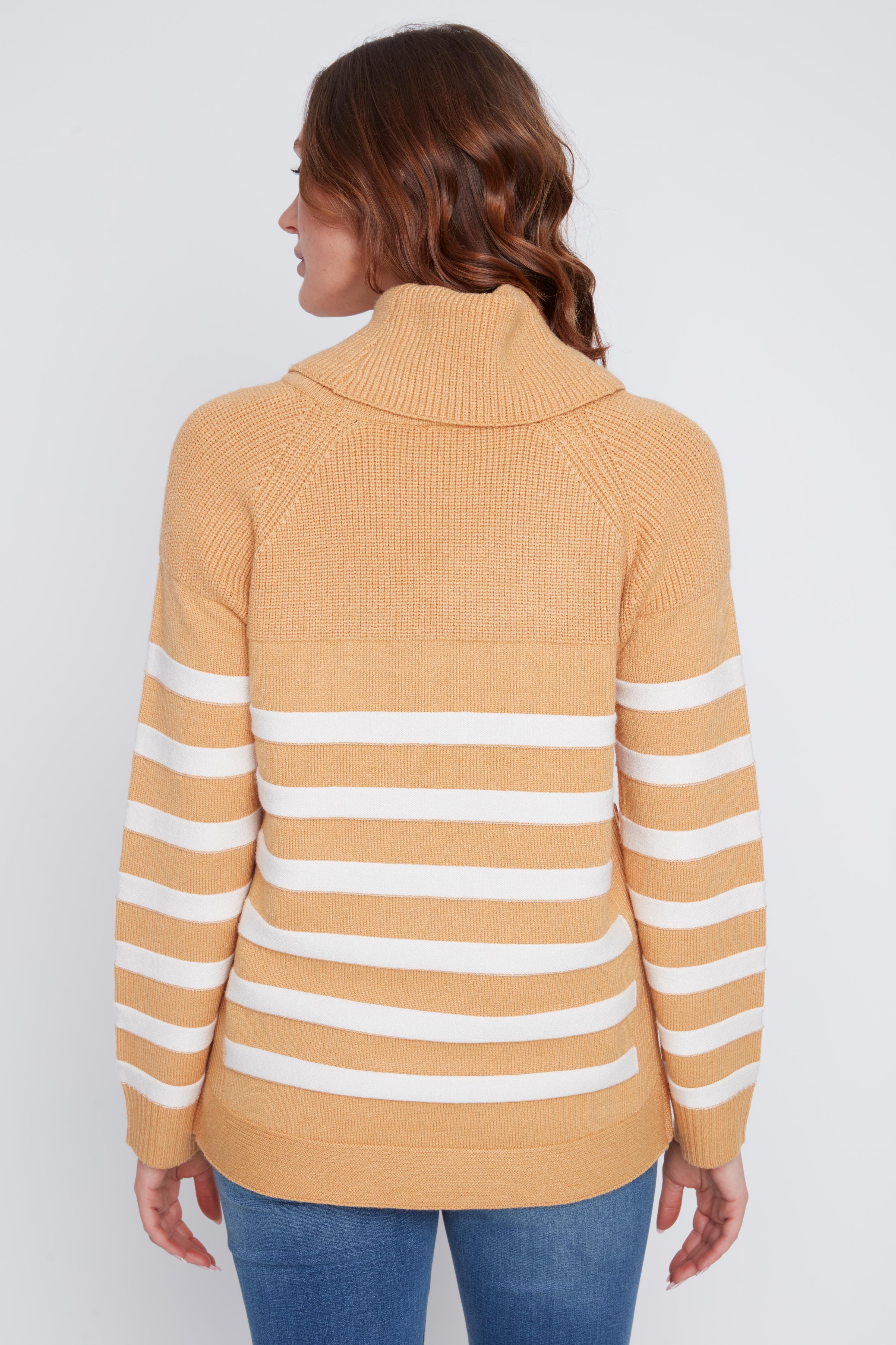 Chandail Tricot Rayé Col Baveux