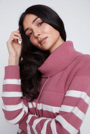 Chandail Tricot Rayé Col Baveux