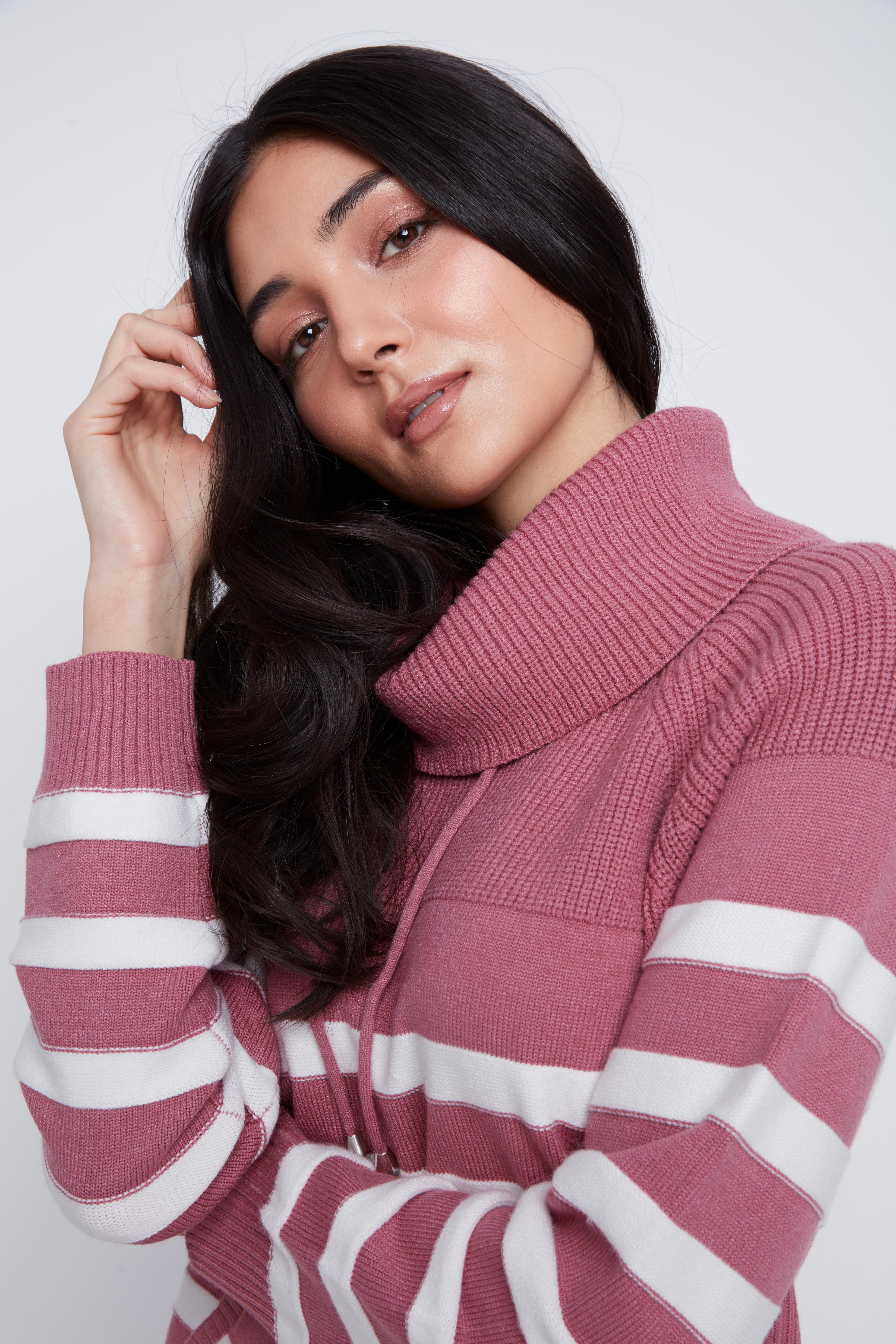 Chandail Tricot Rayé Col Baveux