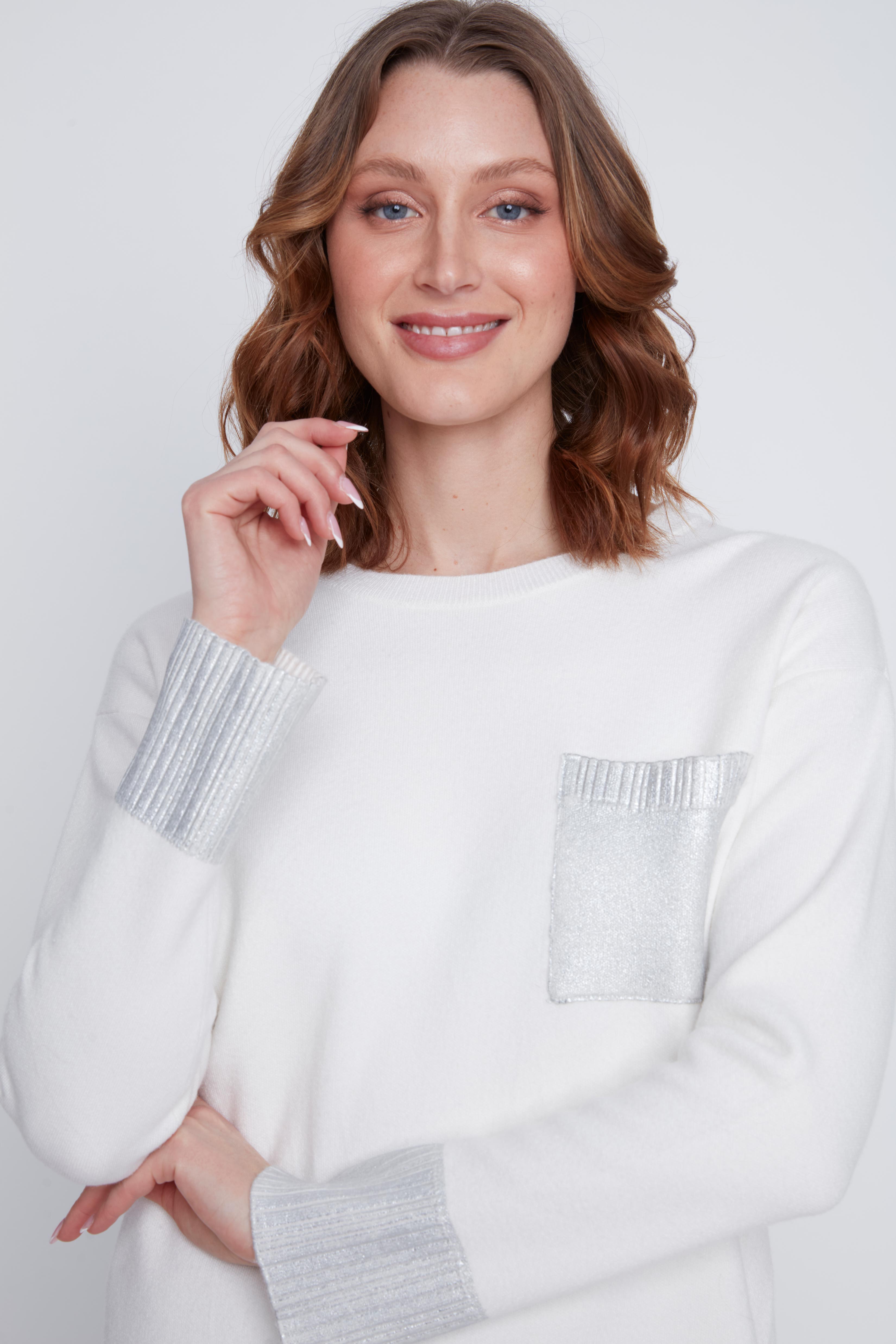 chandail-tricot-cyc-ivoire-poche-bandes-argent-femme